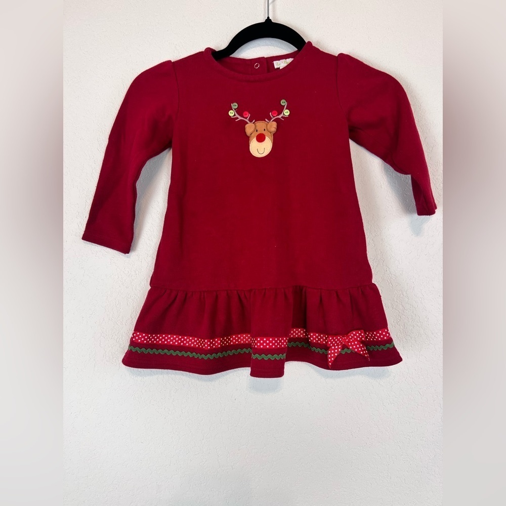 Le Top Toddler Merry Reindeer Christmas Dress Size 4T
